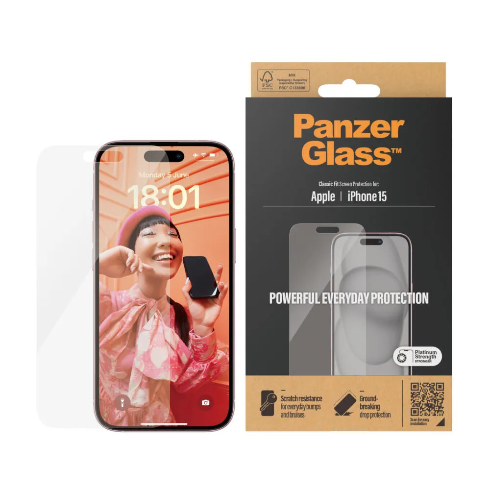PanzerGlass® Screen Protector iPhone 15 | Classic Fit 2805 Thumbnail 2