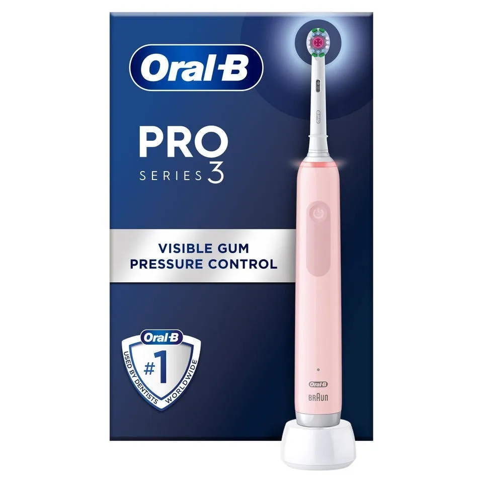 Oral-B Pro 3 Pro 3000 3D Yetişkin Döner-titreşimli diş fırçası Pembe, Beyaz Şarjlı Diş Fırçaları