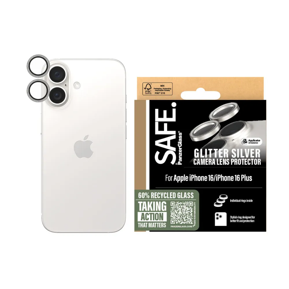 PanzerGlass SAFE. by PanzerGlass® Camera Lens Protector Glitter Silver iPhone 16 | 16 Plus SAFE95892 Thumbnail 1