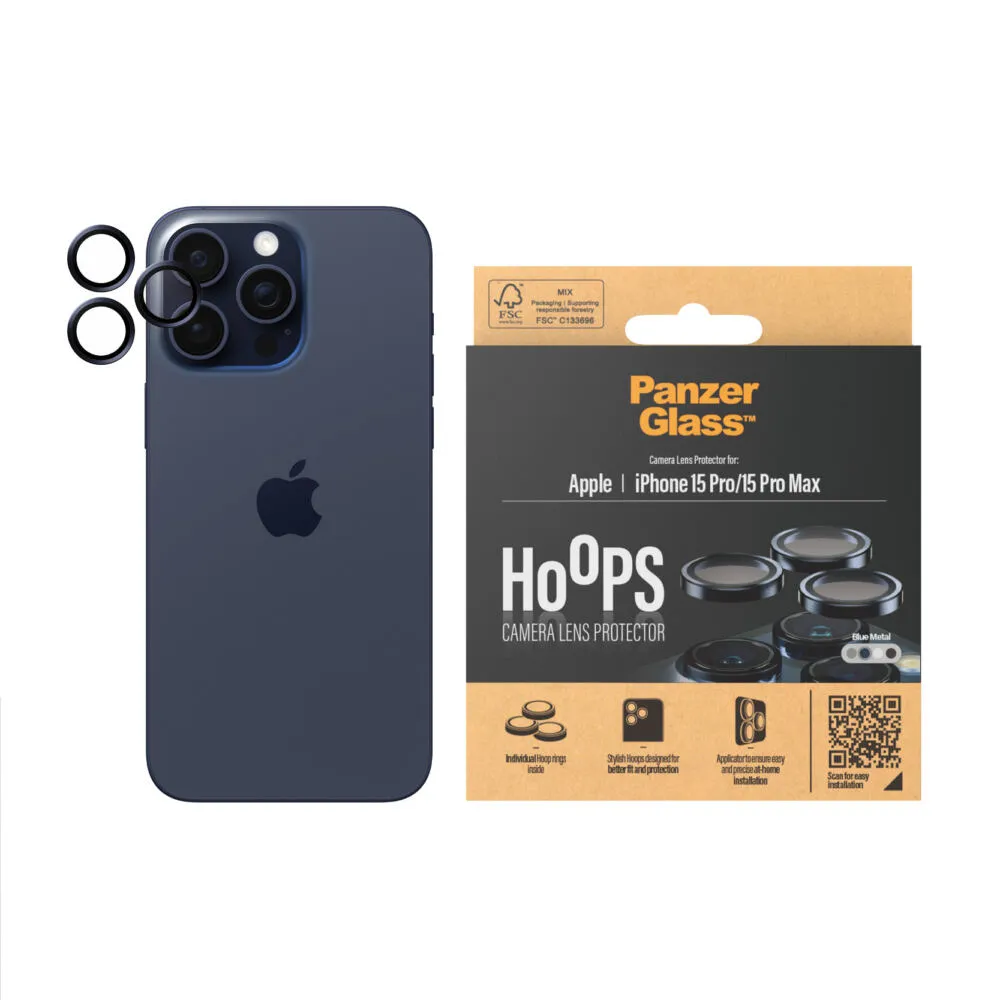 PanzerGlass® Hoops® Metal Camera Lens Protector Blue iPhone 15 Pro | 15 Pro Max 1196 Thumbnail 2