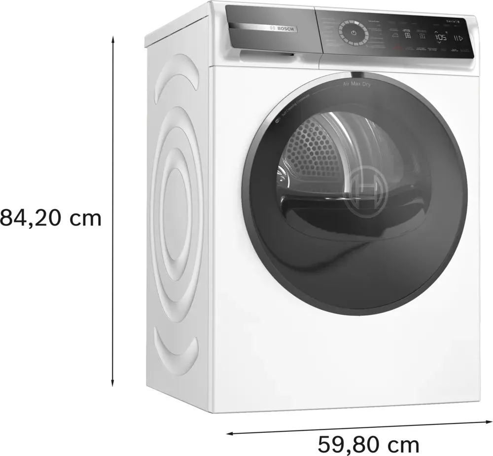 Bosch Serie 8 WRB247C6FG kurutucu Solo Önden yüklemeli 9 kg Beyaz Thumbnail 4