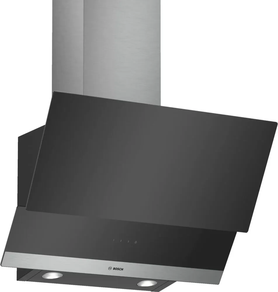 Bosch Serie 2 DWK065G60B ocak bacası Duvara monteli Siyah 593 m³/Saat Davlumbaz ve Aspiratö