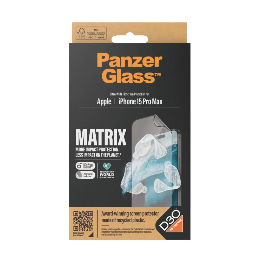 PanzerGlass® ECO MATRIX Screen Protector with D3O® iPhone 15 Pro Max | Ultra-Wide Fit w. AlignerKit 2820 Thumbnail 4