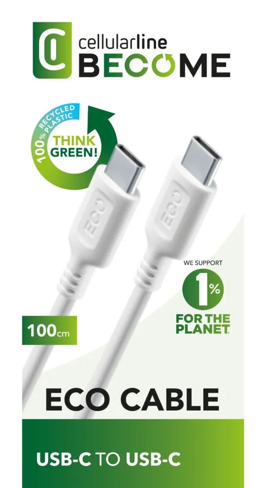 Cellularline 8018080476624 ECOUSBDATAC2C1MW USB C to USB C USB Kablosu Thumbnail 2