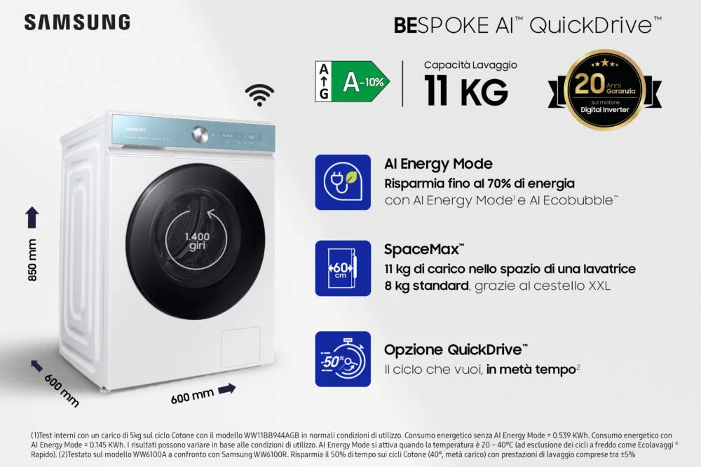 Samsung WW11BB945DGMS3 11 kg 1400 Devir Çamaşır Makinesi Thumbnail 6