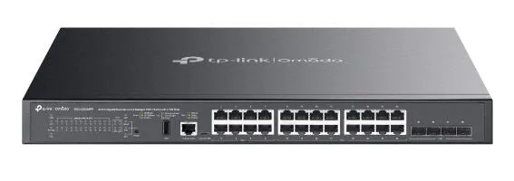 TP-Link SG5428XMPP(UN) ağ anahtarı Gözetilmiş L3 Gigabit Ethernet (10/100/1000) Ethernet üzerinden güç desteği (PoE) Siyah Switch