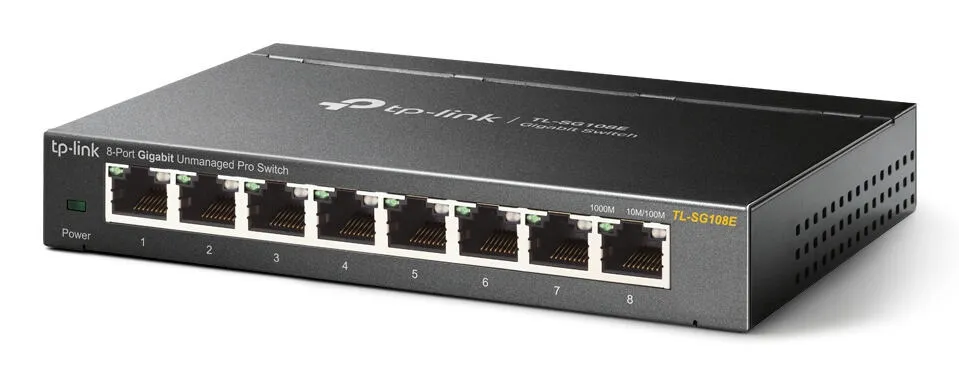 TP-Link TL-SG108E(UN) ağ anahtarı Gözetilmiş L2 Gigabit Ethernet (10/100/1000) Siyah Thumbnail 1