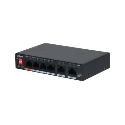 Dahua Technology DH-PFS3006-4GT-60 ağ anahtarı Yönetilmeyen L2 Gigabit Ethernet (10/100/1000) Ethernet üzerinden güç desteği (PoE) Siyah Switch