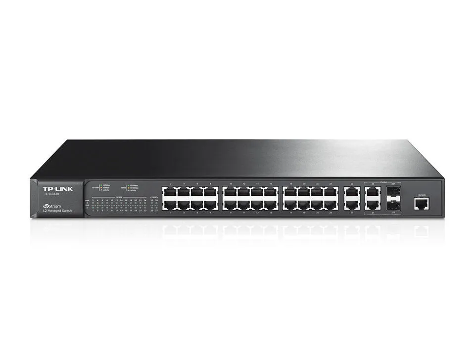 TP-Link TL-SL3428 Gözetilmiş L2 Gigabit Ethernet (10/100/1000) 1U Siyah Switch