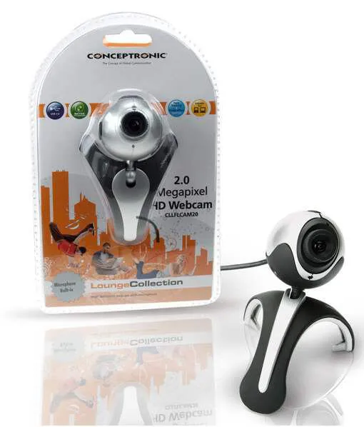 Conceptronic CLLFLCAM20_V2 webcam 2 MP 1280 x 960 Piksel USB 2.0 Siyah, Gümüş Thumbnail 1