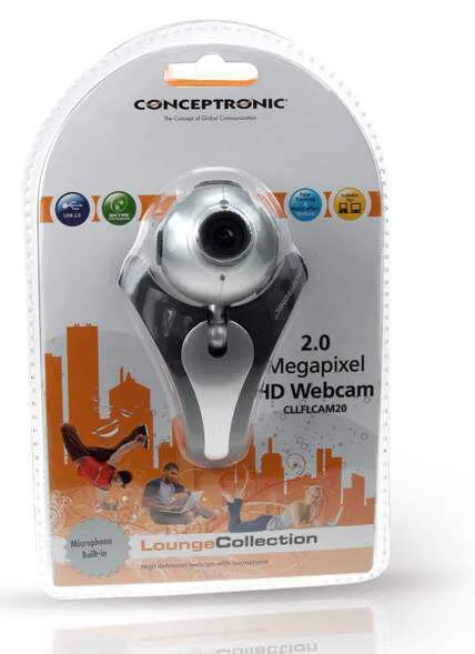 Conceptronic CLLFLCAM20_V2 webcam 2 MP 1280 x 960 Piksel USB 2.0 Siyah, Gümüş Thumbnail 2