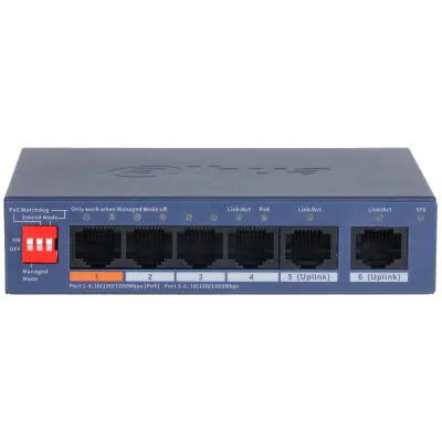 Dahua Technology PoE CS4006-4GT-60-V2 ağ anahtarı Gözetilmiş L2 Gigabit Ethernet (10/100/1000) Ethernet üzerinden güç desteği (PoE) Masaüstü/Duvara Monte Siyah Thumbnail 1