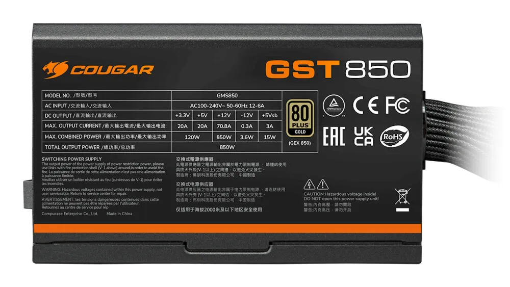 COUGAR GST750 31GH075001P01 750 W 80 PLUS Gold ATX Güç Kaynağı Thumbnail 8