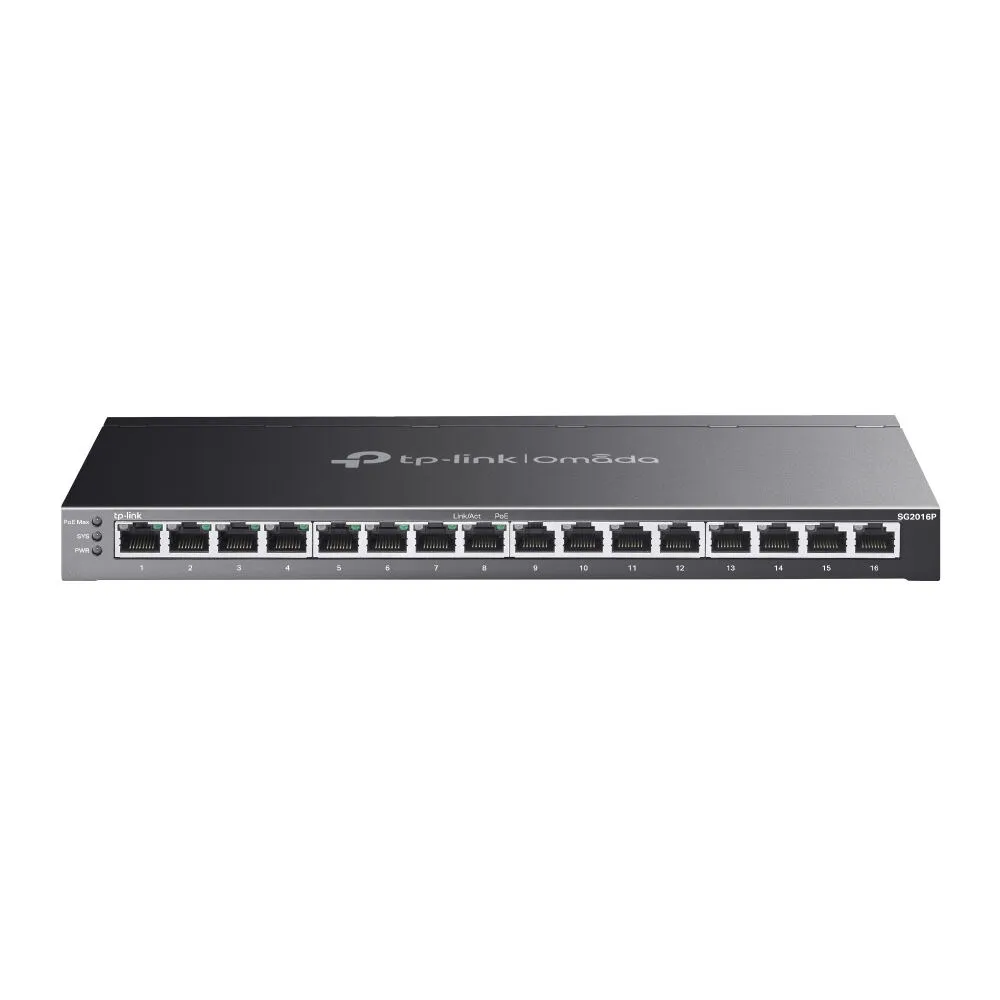 TP-Link Omada SG2016P Gözetilmiş L2/L2+ Gigabit Ethernet (10/100/1000) Ethernet üzerinden güç desteği (PoE) Siyah Switch