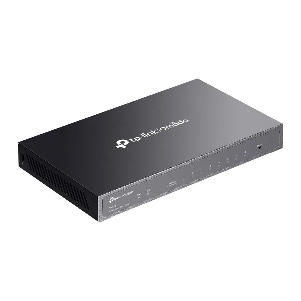 TP-Link Omada SG2008 Gözetilmiş L2/L2+ Gigabit Ethernet (10/100/1000) Siyah Thumbnail 3