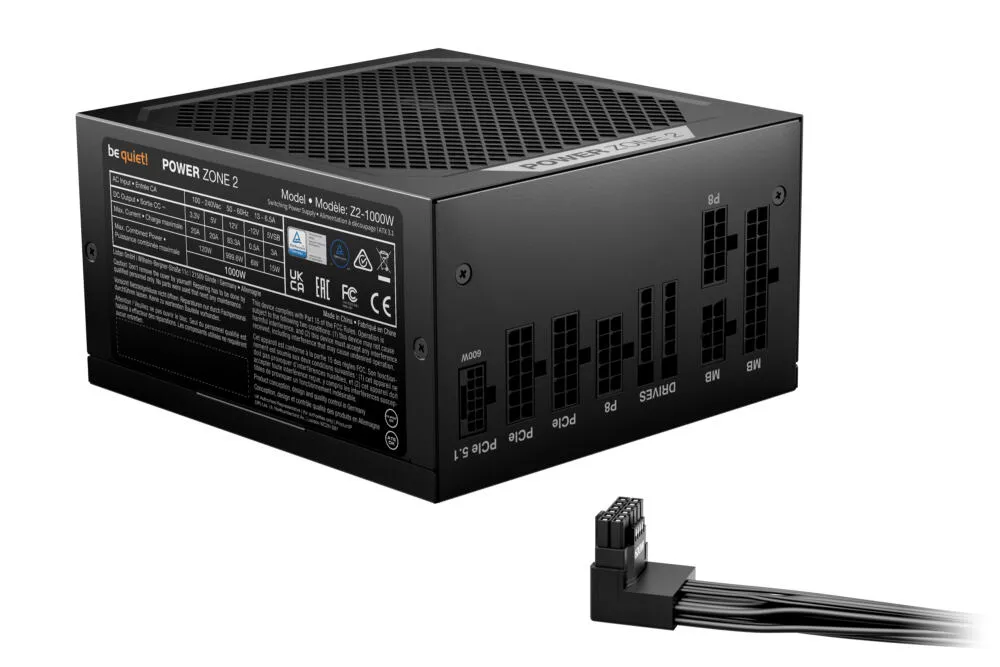 be quiet! Power Zone 2 1000W güç kaynağı ünitesi 20+4 pin ATX Siyah Thumbnail 1