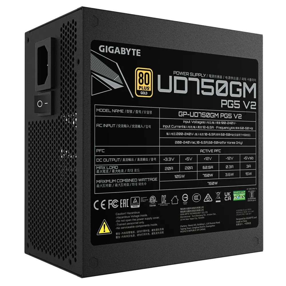 GIGABYTE UD750GM PG5 V2 GP-UD750GM UK 750 W 80 PLUS Gold ATX Güç Kaynağı Thumbnail 10