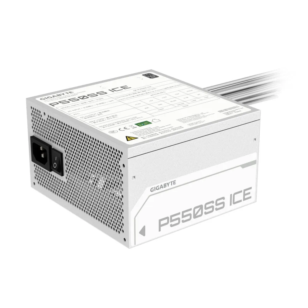 GIGABYTE P550SS ICE güç kaynağı ünitesi 550 W 20+4 pin ATX Beyaz Thumbnail 4