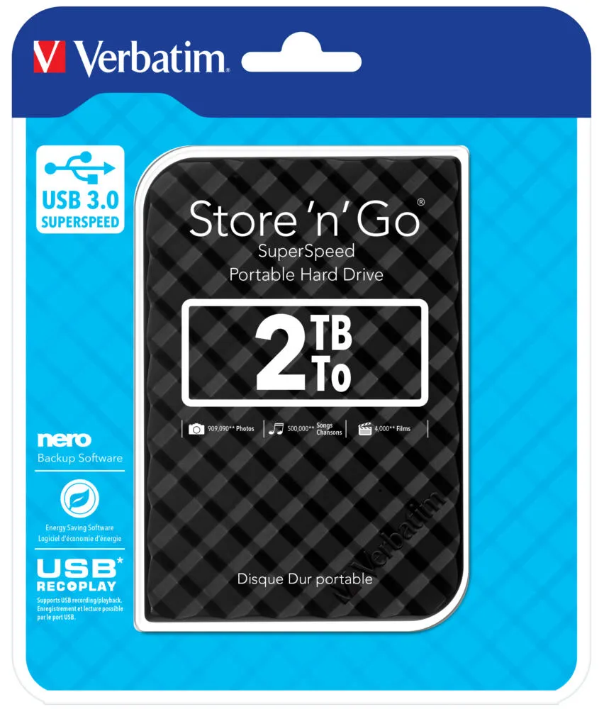 Verbatim Store 'n' Go 2 TB 53195 USB 3.2 5400 RPM Harici Hard Disk Thumbnail 7