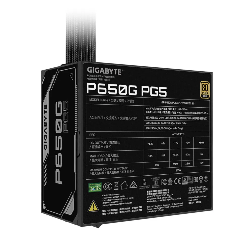 GIGABYTE P650G GP-P650G-UK 650 W 80 PLUS Bronze ATX Güç Kaynağı Thumbnail 10