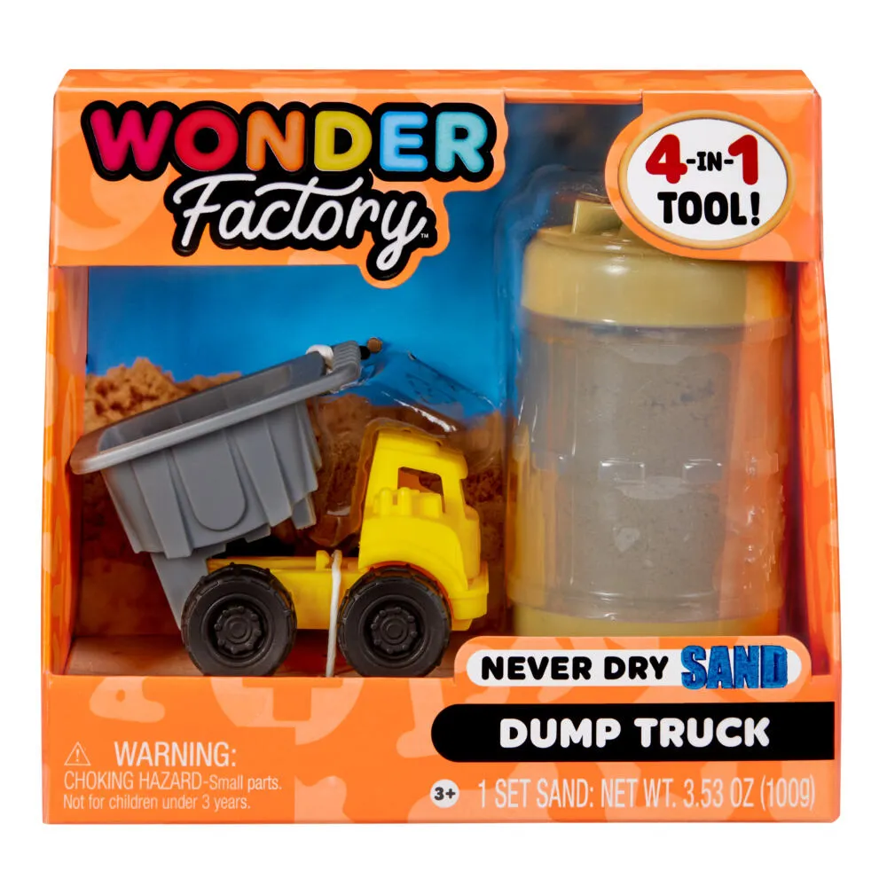 MGA Entertainment Wonder Factory Never Dry Sand Construction Trucks - Light Brown + Dump Truck 532897 Thumbnail 3
