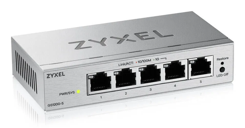 Zyxel GS1200-5V3 Gözetilmiş L2 Gigabit Ethernet (10/100/1000) Masaüstü Gri Thumbnail 1