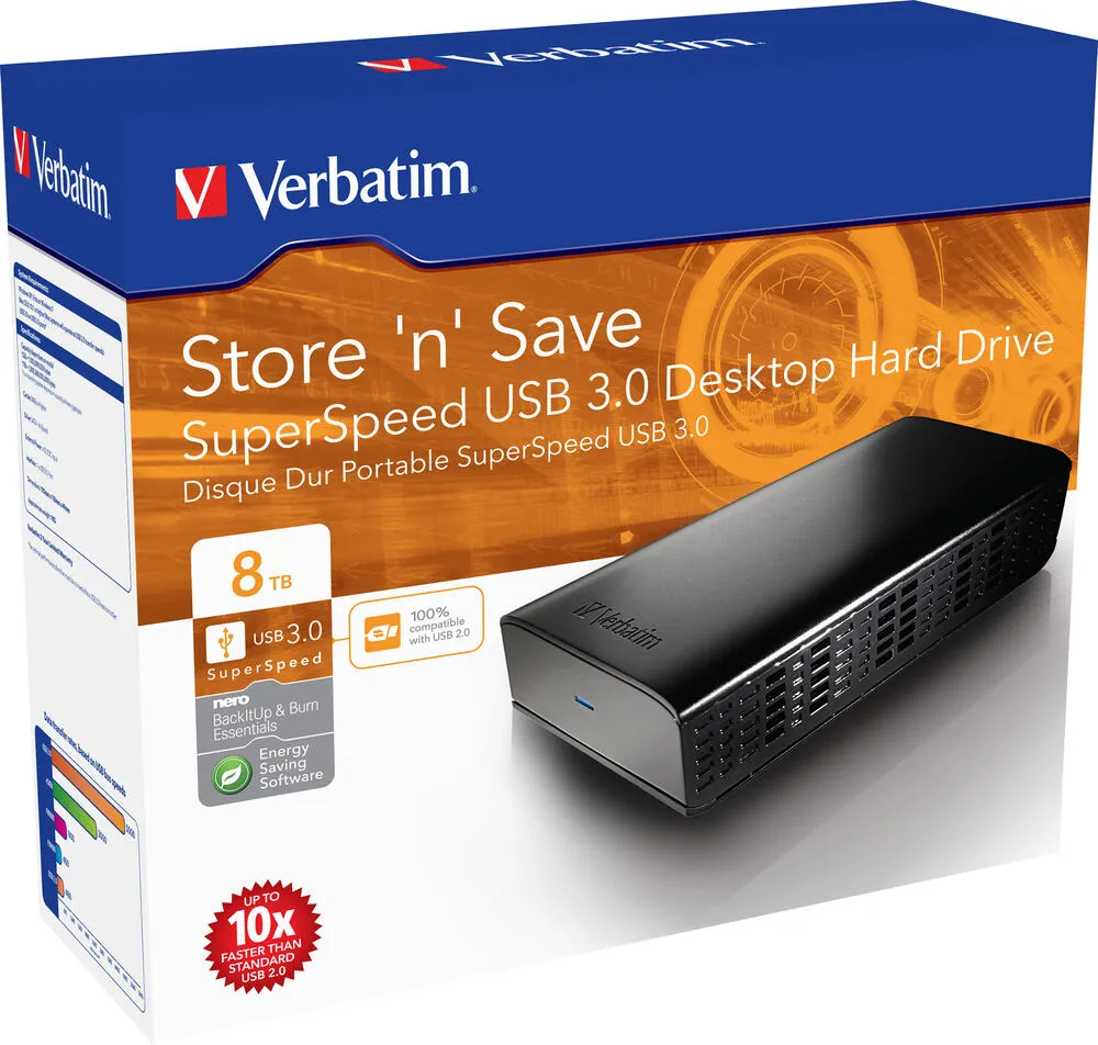Verbatim Store 'n' Save SuperSpeed 8 TB 47682 USB 3.2 Harici Hard Disk Thumbnail 3