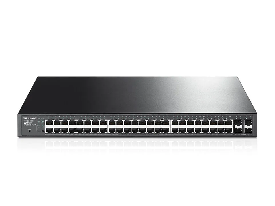 TP-Link T1600G-52PS Gözetilmiş L2+ Gigabit Ethernet (10/100/1000) Ethernet üzerinden güç desteği (PoE) 1U Siyah Switch