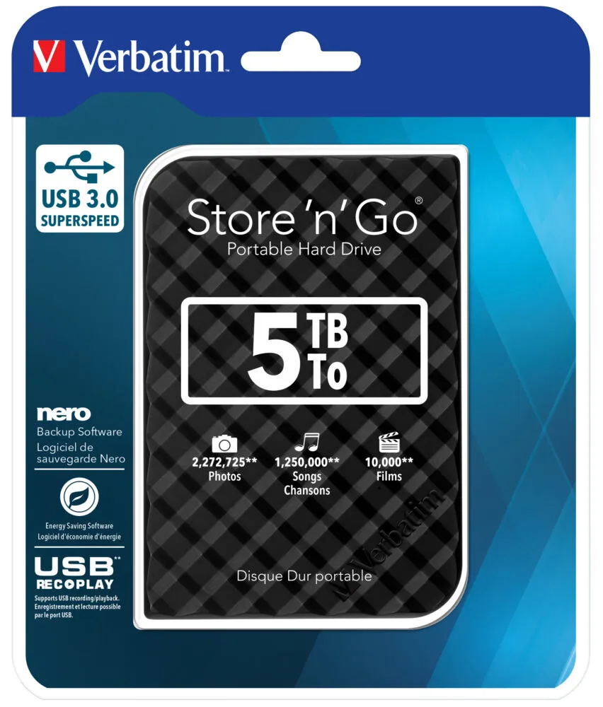 Verbatim Store 'n' Go 5 TB 53227 USB 3.2 5400 RPM Harici Hard Disk Thumbnail 6