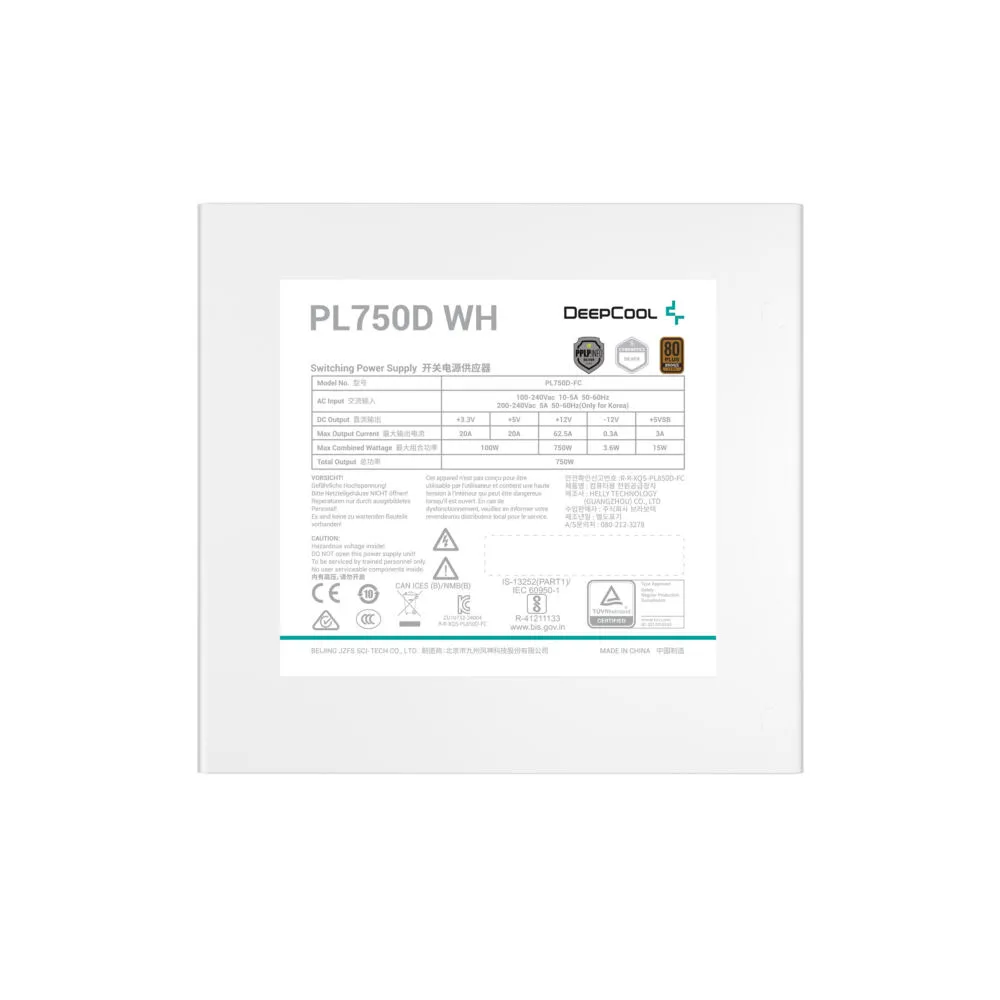 DeepCool PL750D WH güç kaynağı ünitesi 750 W 20+4 pin ATX Beyaz Thumbnail 2