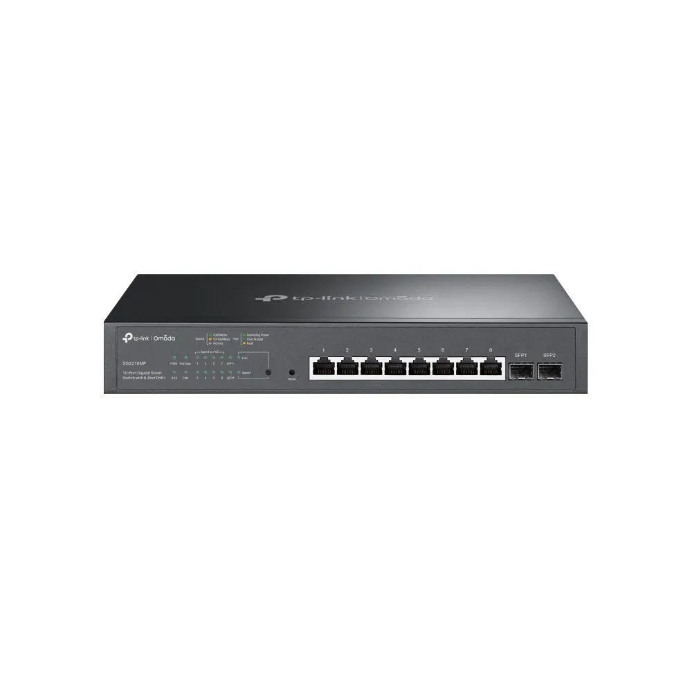 TP-Link Omada TL-SG2210MP Gözetilmiş L2/L2+ Gigabit Ethernet (10/100/1000) Ethernet üzerinden güç desteği (PoE) 1U Siyah Switch
