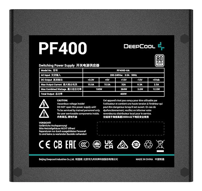 DeepCool PF400 R-PF400D-HA0B-EU 400 W 80 PLUS ATX Güç Kaynağı Thumbnail 4