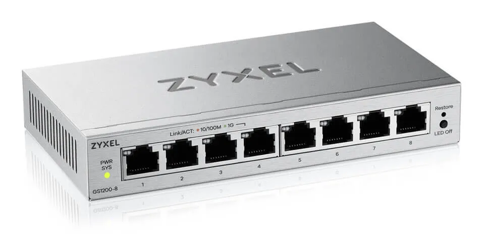 Zyxel GS1200-8V3 Gözetilmiş L2 Gigabit Ethernet (10/100/1000) Masaüstü Gri Thumbnail 1