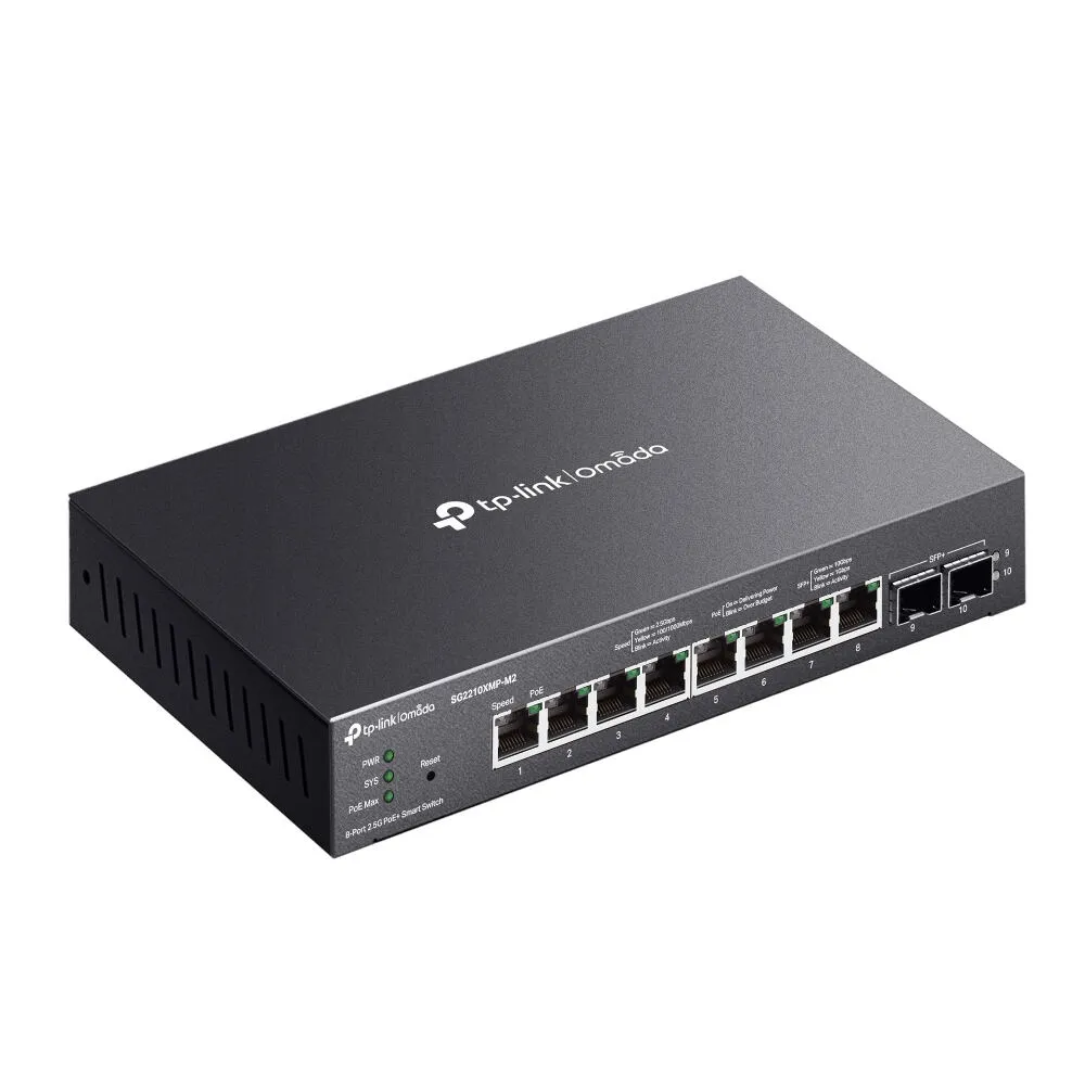 TP-Link Omada SG2210XMP-M2 Gözetilmiş L2/L2+ 2.5G Ethernet (100/1000/2500) Ethernet üzerinden güç desteği (PoE) Masaüstü/Duvara Monte Siyah Thumbnail 2