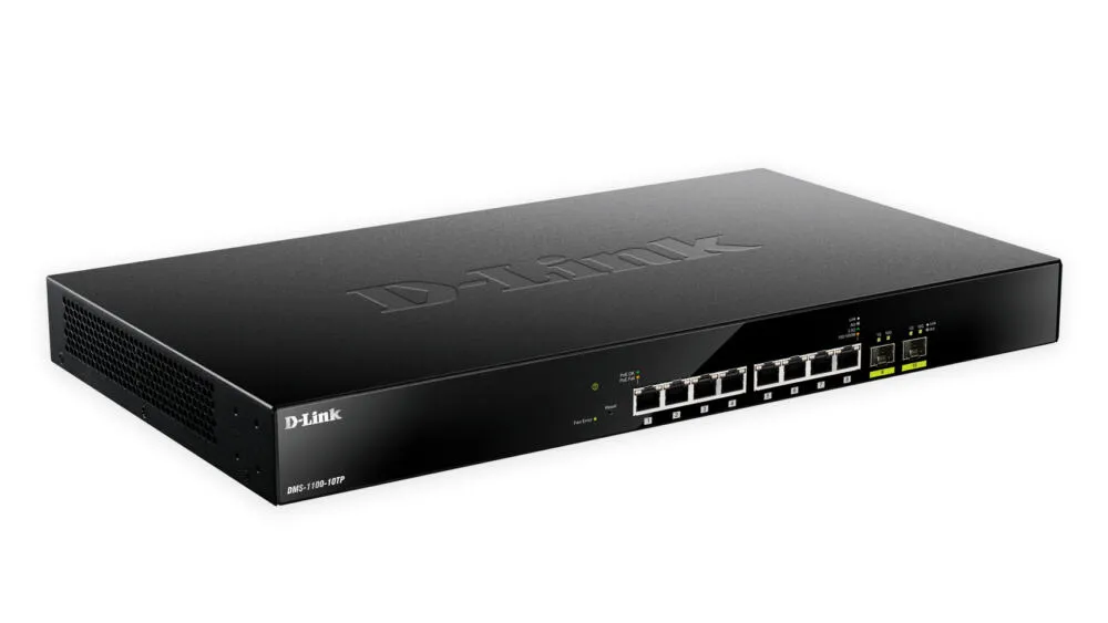 D-Link DMS-1100-10TP/B ağ anahtarı Gözetilmiş L2 2.5G Ethernet (100/1000/2500) Ethernet üzerinden güç desteği (PoE) 1U Siyah Switch
