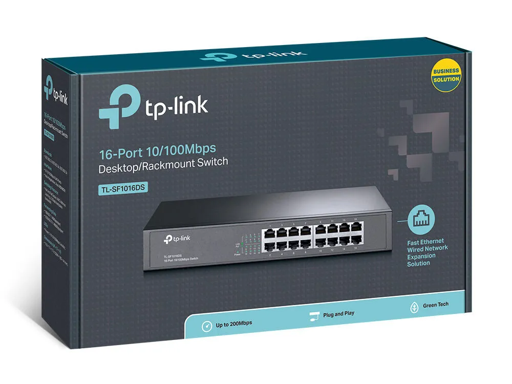 TP-Link TL-SF1016DS Yönetilmeyen Fast Ethernet (10/100) 1U Siyah Thumbnail 3