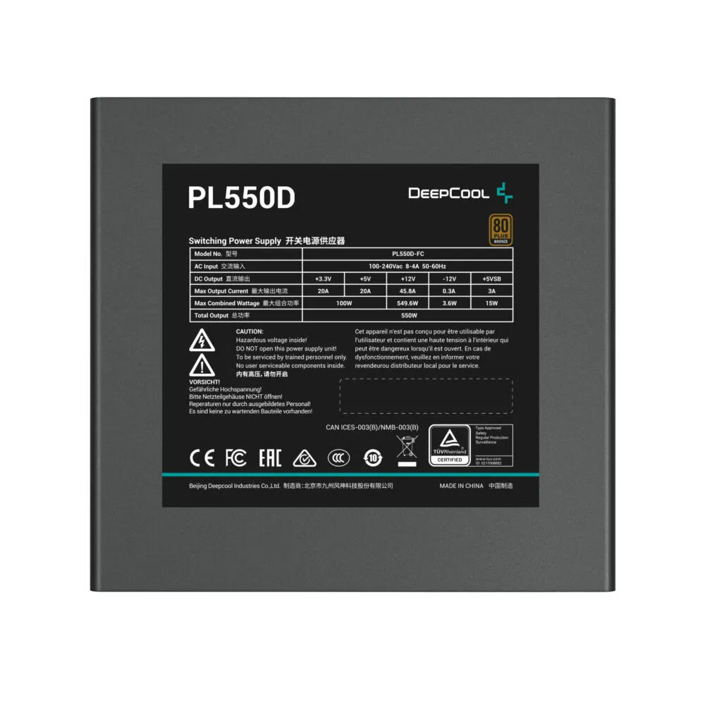 DeepCool PL550D R-PL550D-FC0B-EU 550 W 80 PLUS Bronze ATX Güç Kaynağı Thumbnail 3