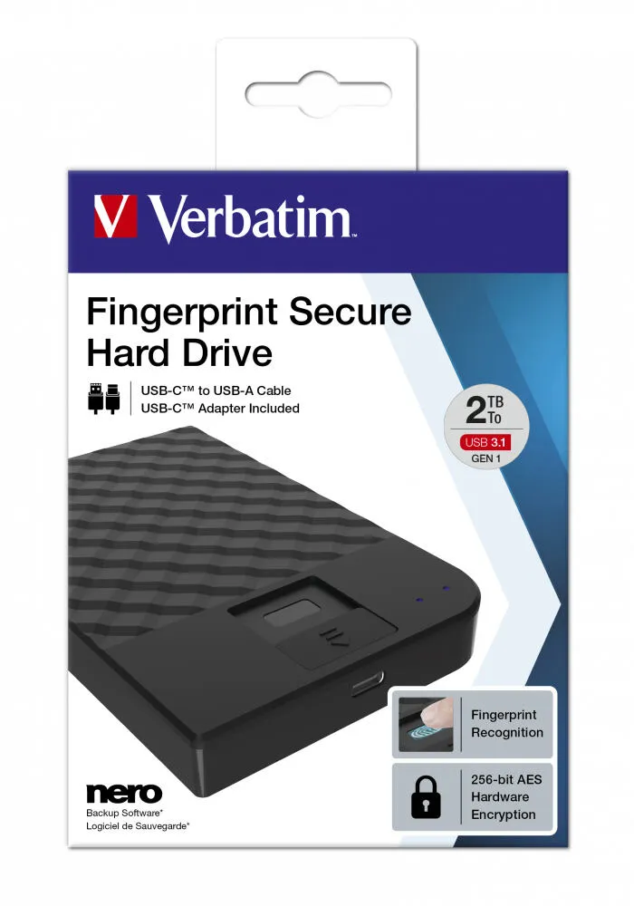 Verbatim Fingerprint Secure 2 TB 53651 USB 3.2 Harici Hard Disk Thumbnail 4