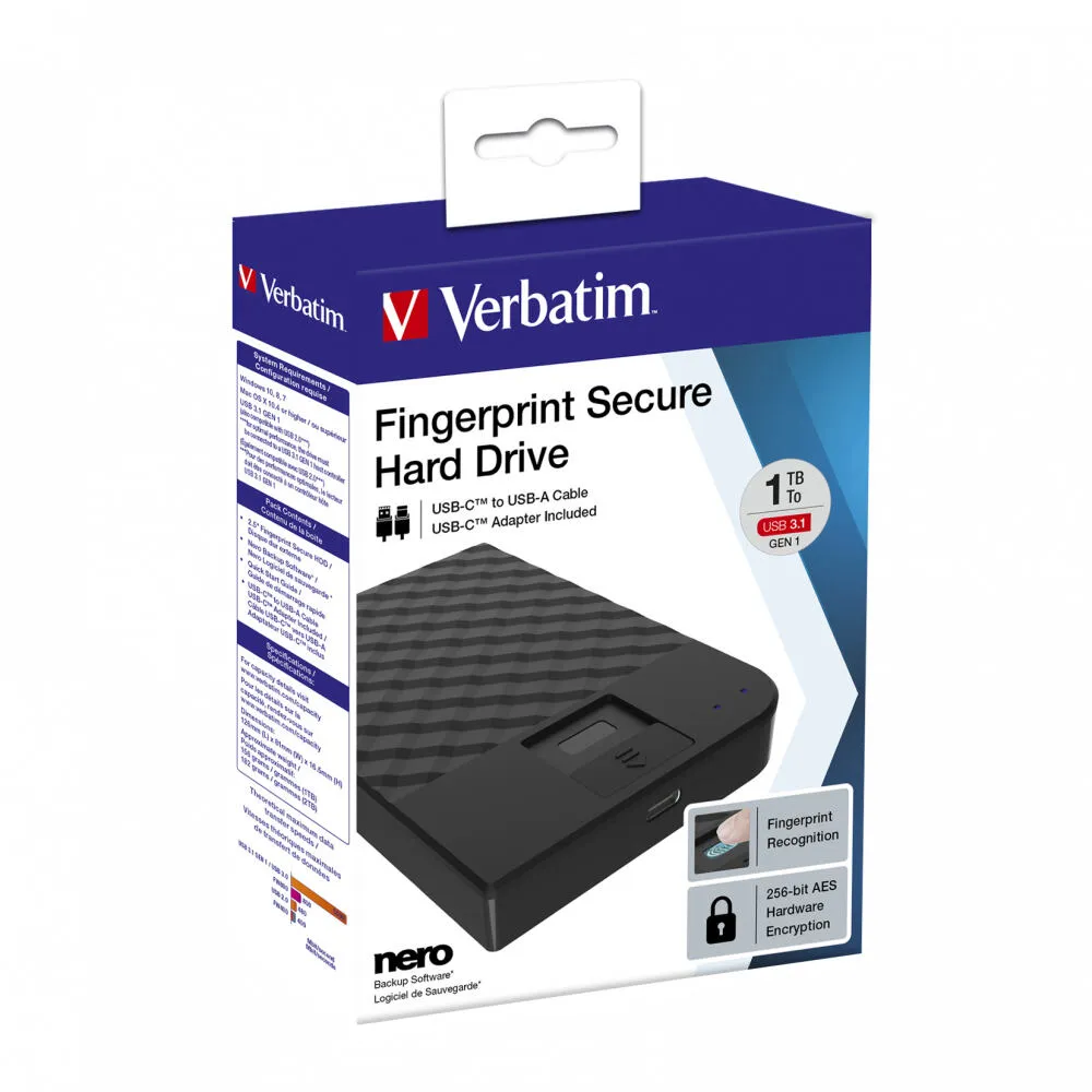 Verbatim Fingerprint Secure 1 TB 53650 USB 3.2 Harici Hard Disk Thumbnail 6