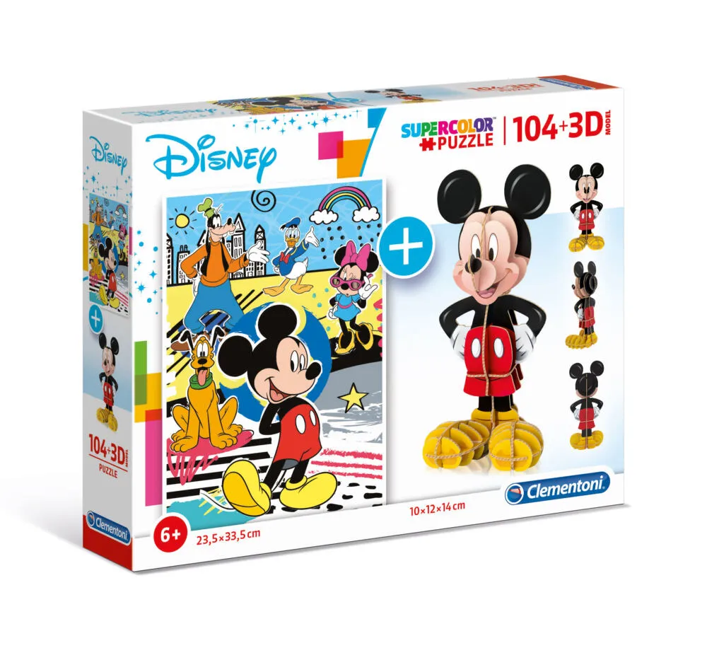 Clementoni Disney Mickey Mouse Puzzle 104 + 3D Model 20157 104 Parça Thumbnail 3