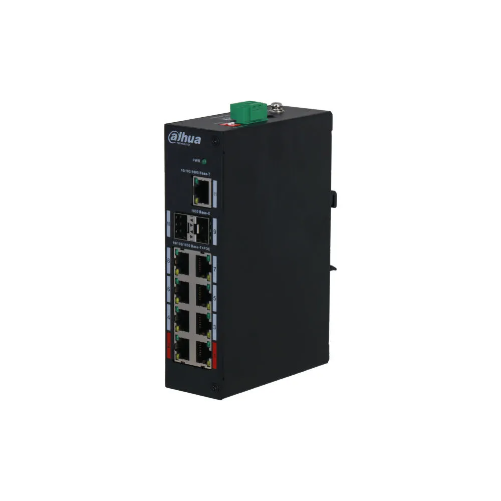Dahua Technology PoE DH-PFS3211-8GT-120 ağ anahtarı Yönetilmeyen Gigabit Ethernet (10/100/1000) Ethernet üzerinden güç desteği (PoE) Siyah Switch