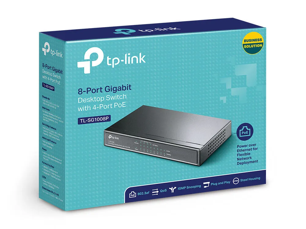 TP-Link TL-SG1008P(UN) ağ anahtarı Yönetilmeyen Gigabit Ethernet (10/100/1000) Ethernet üzerinden güç desteği (PoE) Fındık Thumbnail 4