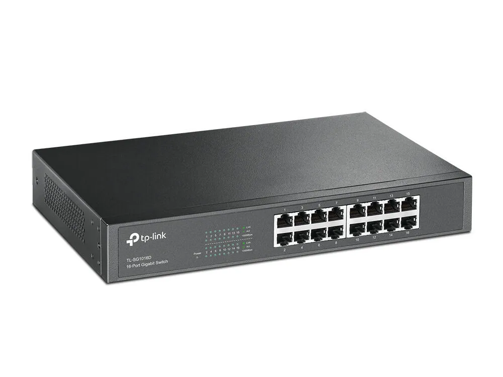 TP-Link TL-SG1016D(UN) ağ anahtarı Yönetilmeyen L2 Gigabit Ethernet (10/100/1000) Siyah Thumbnail 1