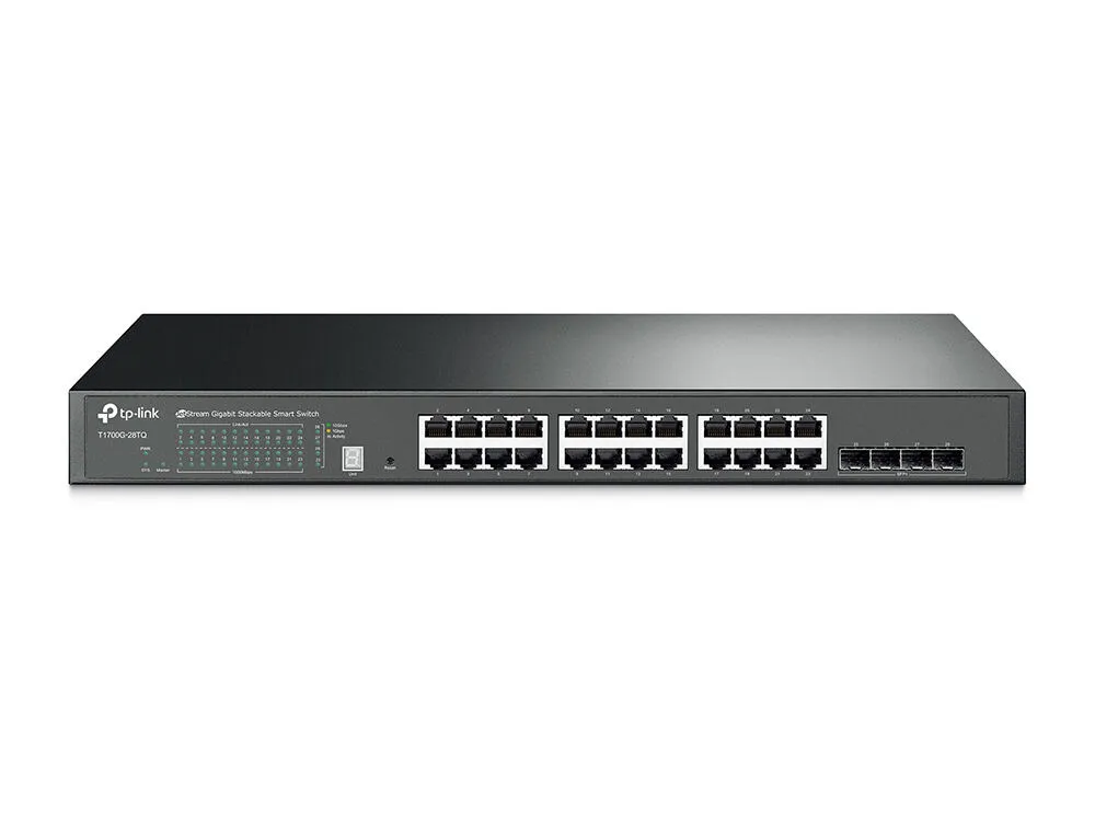 TP-Link T1700G-28TQ ağ anahtarı Gözetilmiş L2+ Gigabit Ethernet (10/100/1000) Siyah Switch