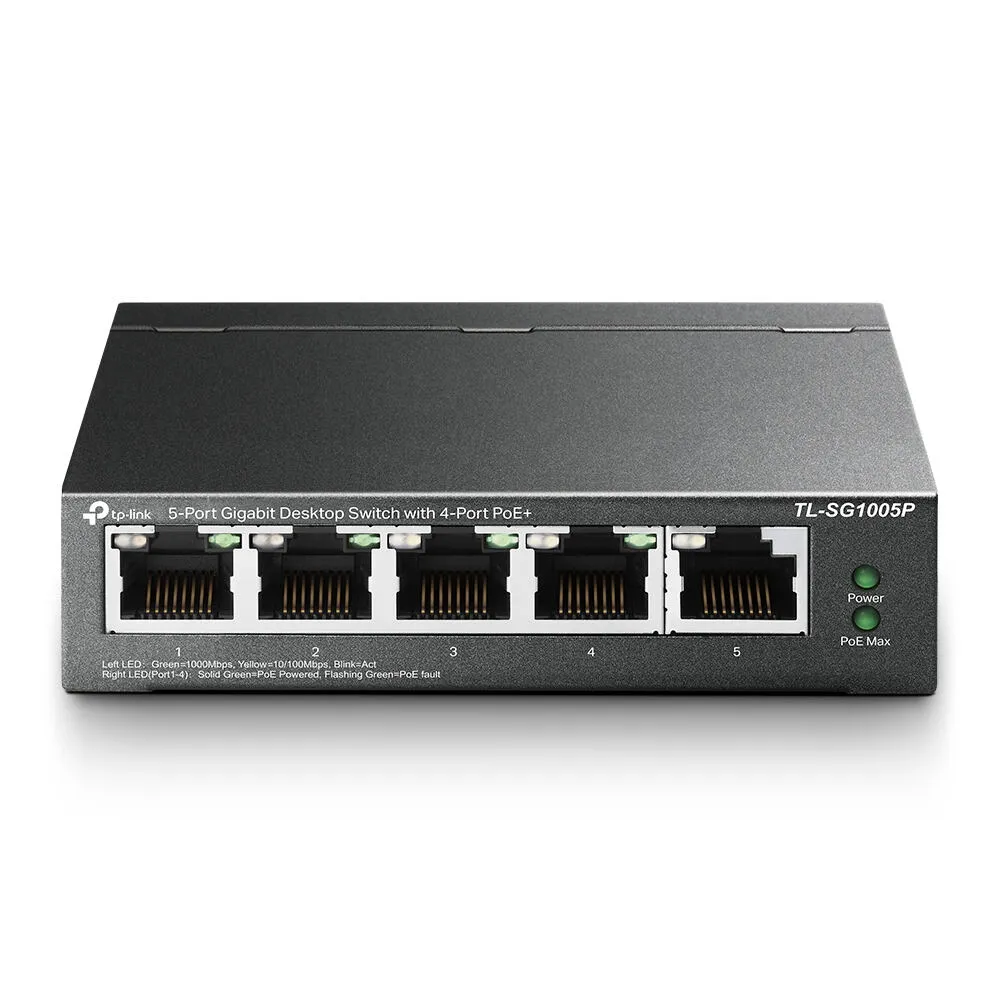 TP-Link TL-SG1005P ağ anahtarı Yönetilmeyen Gigabit Ethernet (10/100/1000) Ethernet üzerinden güç desteği (PoE) Siyah Switch