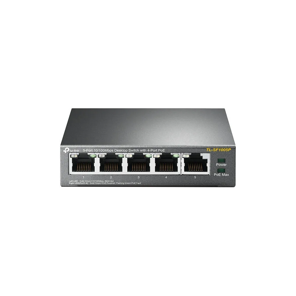 TP-Link TL-SF1005P Yönetilmeyen Fast Ethernet (10/100) Ethernet üzerinden güç desteği (PoE) Siyah Switch