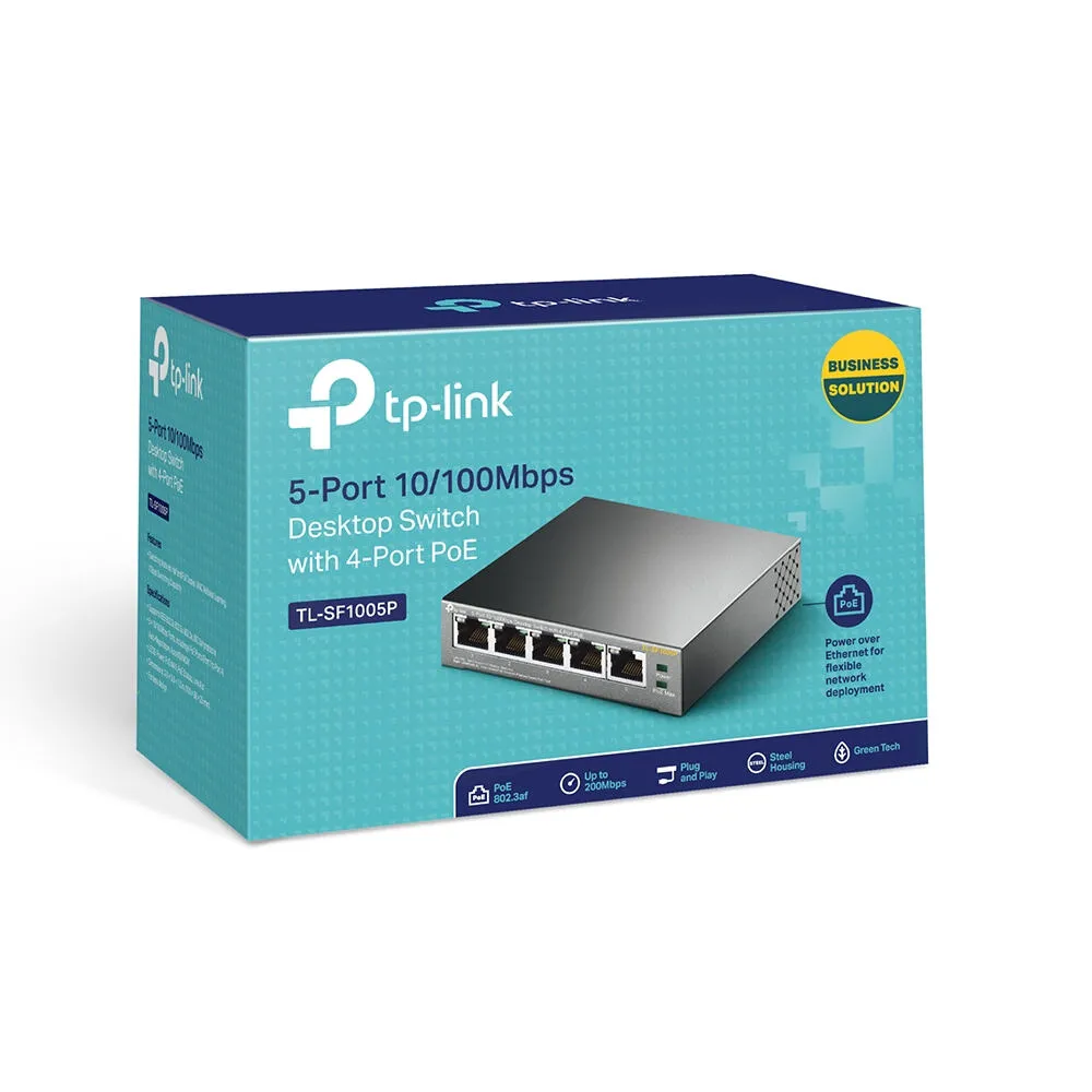 TP-Link TL-SF1005P Yönetilmeyen Fast Ethernet (10/100) Ethernet üzerinden güç desteği (PoE) Siyah Thumbnail 4