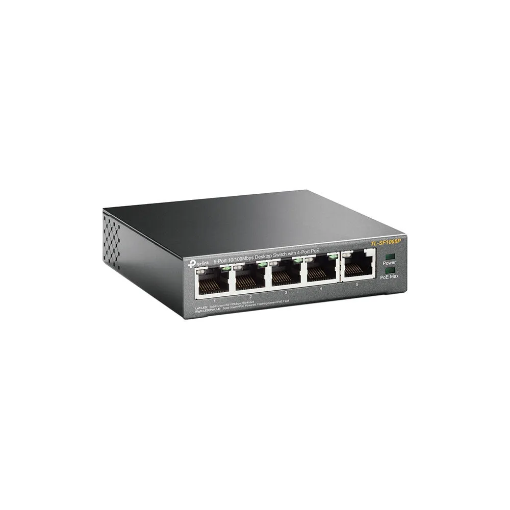 TP-Link TL-SF1005P Yönetilmeyen Fast Ethernet (10/100) Ethernet üzerinden güç desteği (PoE) Siyah Thumbnail 1