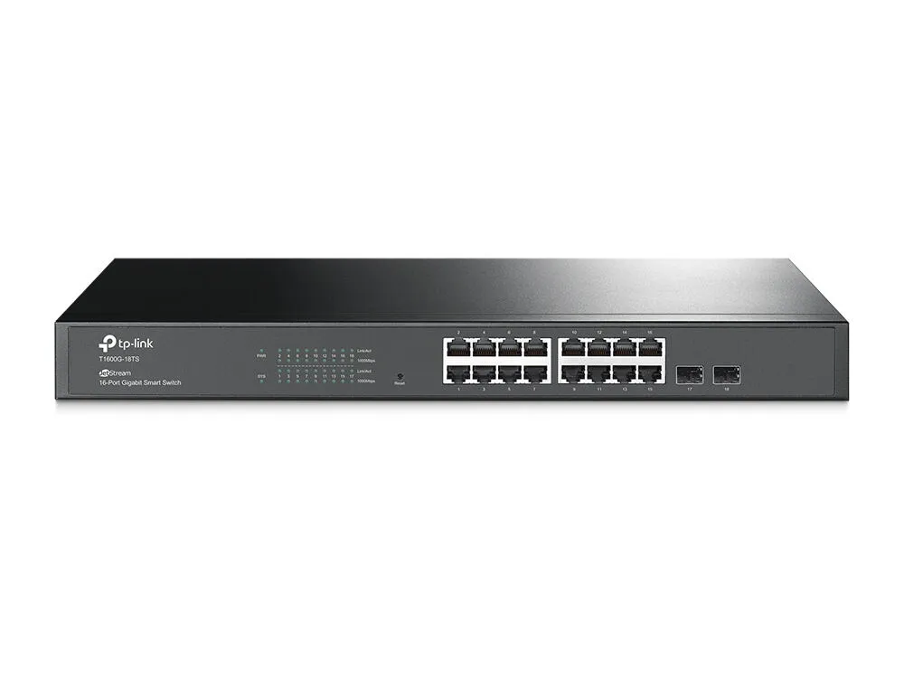 TP-Link T1600G-18TS ağ anahtarı Gözetilmiş L2/L3/L4 Gigabit Ethernet (10/100/1000) 1U Siyah Switch