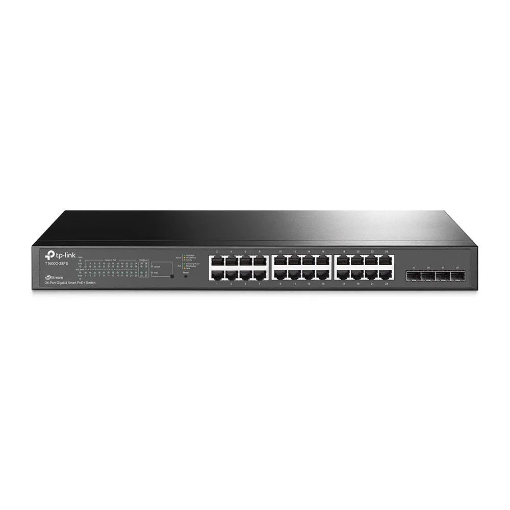 TP-Link T1600G-28PS ağ anahtarı L2/L3/L4 Gigabit Ethernet (10/100/1000) Ethernet üzerinden güç desteği (PoE) Siyah Switch